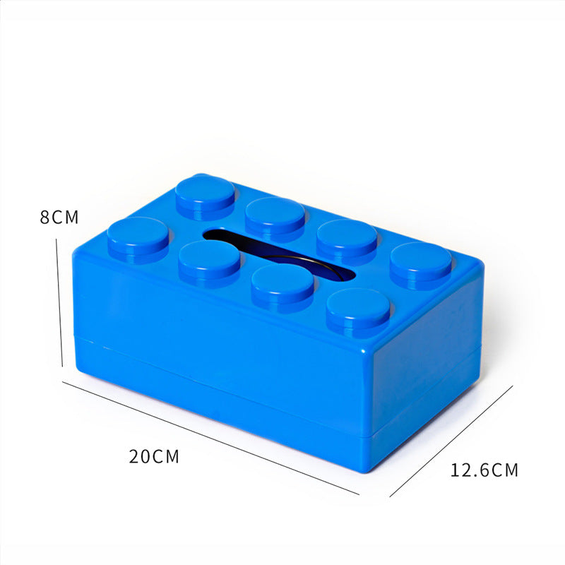 Blue 2 Pcs Creative Building Block Tissue Box Holder - Wall-Mounted &amp; Desktop Dispenser for Bathroom, Kids Room &amp; Office Decor