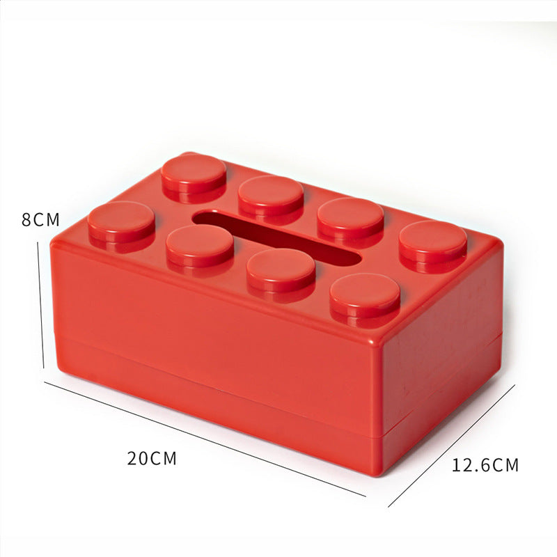 Red 2 Pcs Creative Building Block Tissue Box Holder - Wall-Mounted &amp; Desktop Dispenser for Bathroom, Kids Room &amp; Office Decor