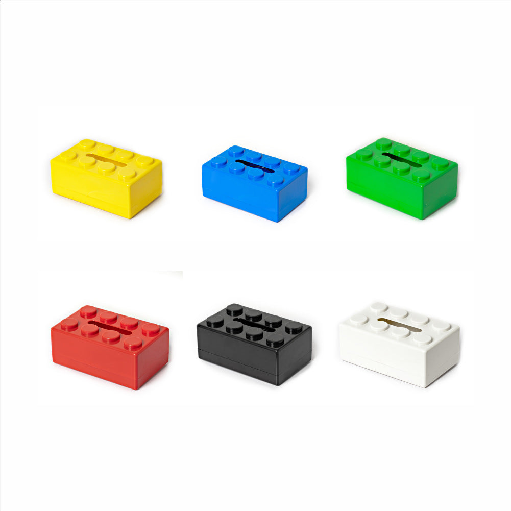 Red 2 Pcs Creative Building Block Tissue Box Holder - Wall-Mounted & Desktop Dispenser for Bathroom, Kids Room & Office Decor