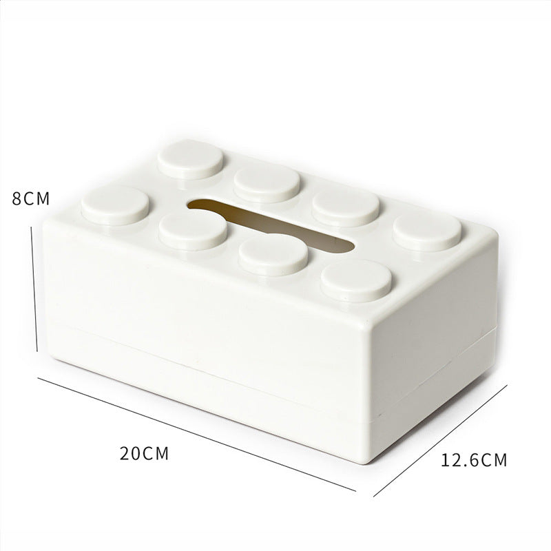 White 2 Pcs Creative Building Block Tissue Box Holder - Wall-Mounted &amp; Desktop Dispenser for Bathroom, Kids Room &amp; Office Decor