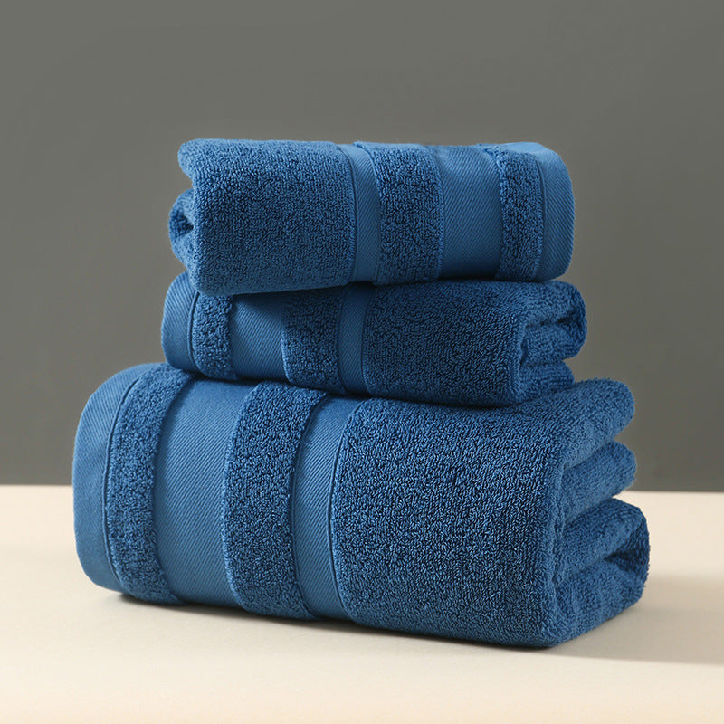 Blue Premium 3-Piece 100% Cotton Towel Set - Ultra Soft, Absorbent &amp; Quick-Dry for Bathroom