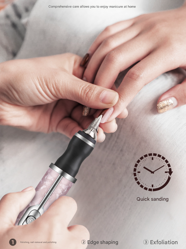Grey Cordless Electric Nail Drill Pen - Professional Rechargeable Manicure & Pedicure Kit