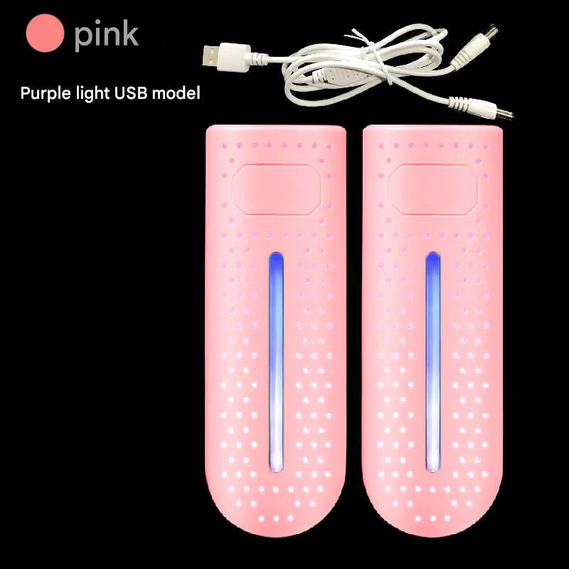 Pink Portable USB Shoe Dryer &amp; Deodorizer - Constant Temperature Electric Boot Warmer with UV Sanitizer