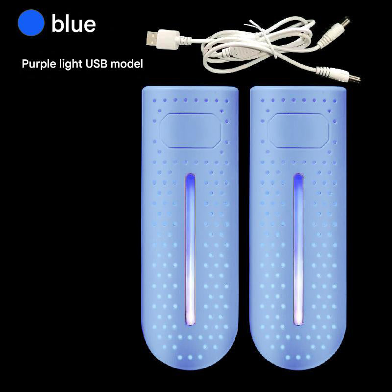 Blue Portable USB Shoe Dryer &amp; Deodorizer - Constant Temperature Electric Boot Warmer with UV Sanitizer