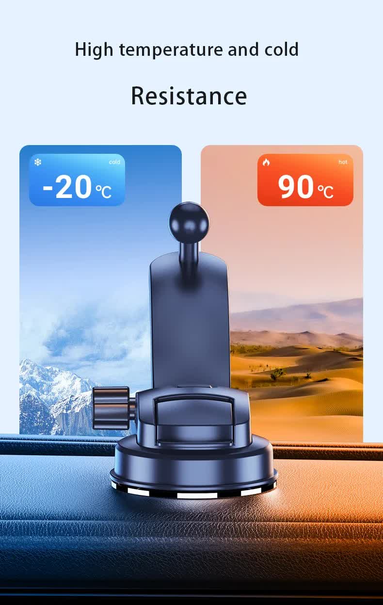 Black Universal Car Phone Mount Holder - 360° Rotation with Upgraded Suction Cup for Dashboard & Windscreen