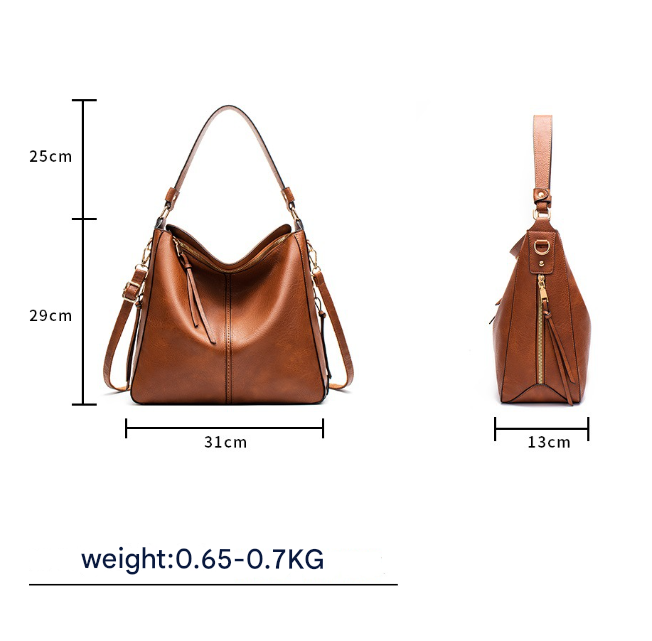 Brown Womens Soft PU Leather Hobo Bag - Large Casual Tote Handbag with Adjustable Crossbody Strap