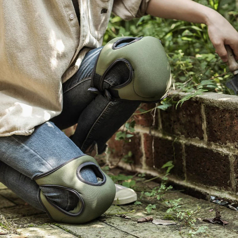 Green Adjustable Gardening Knee Pads - Comfortable Neoprene Knee Protectors for Weeding &amp; Outdoor Work