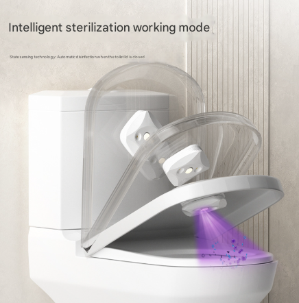 2 Pcs White Automatic UVC Toilet Sanitizer Light - Rechargeable Portable Sterilizer for Bathroom Hygiene