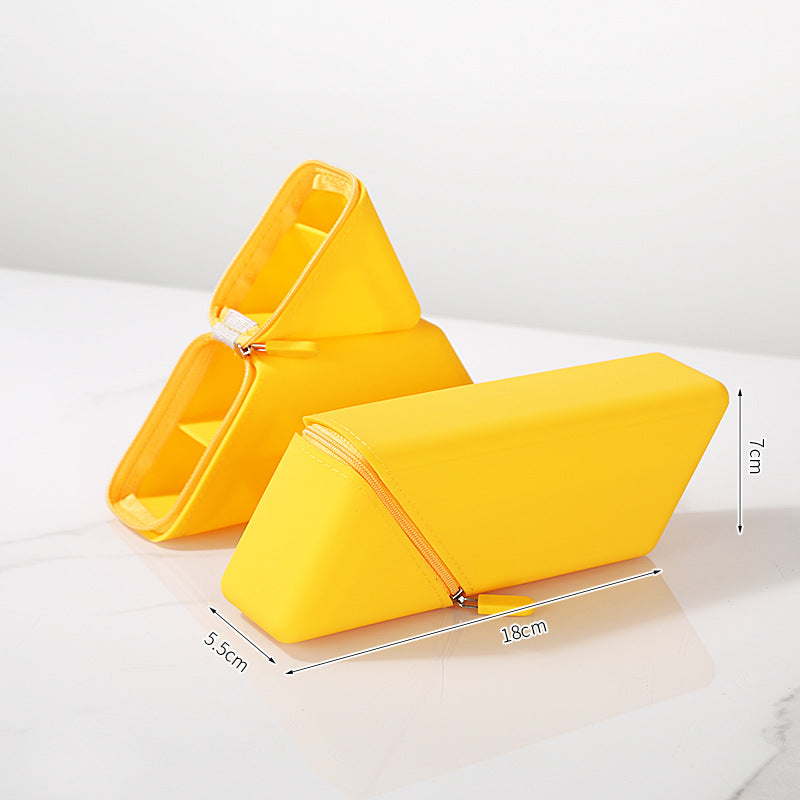 Yellow Transforming Silicone Pencil Case - Stand-Up Pen Holder &amp; Stationery Organizer