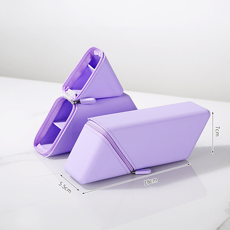 Purple Transforming Silicone Pencil Case - Stand-Up Pen Holder &amp; Stationery Organizer