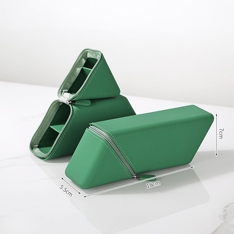 Green Transforming Silicone Pencil Case - Stand-Up Pen Holder &amp; Stationery Organizer