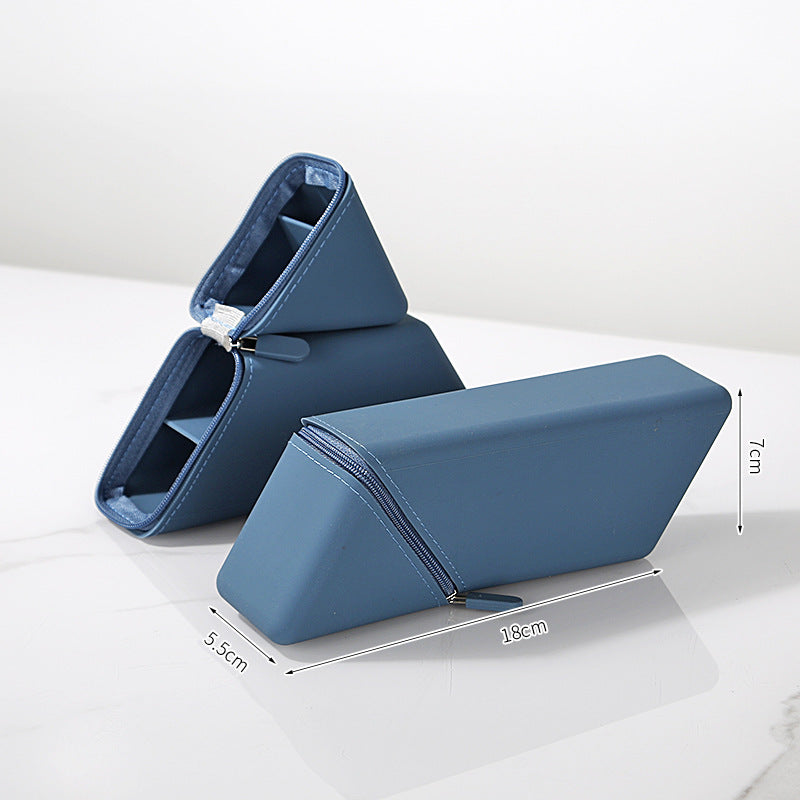Dark Blue Transforming Silicone Pencil Case - Stand-Up Pen Holder &amp; Stationery Organizer