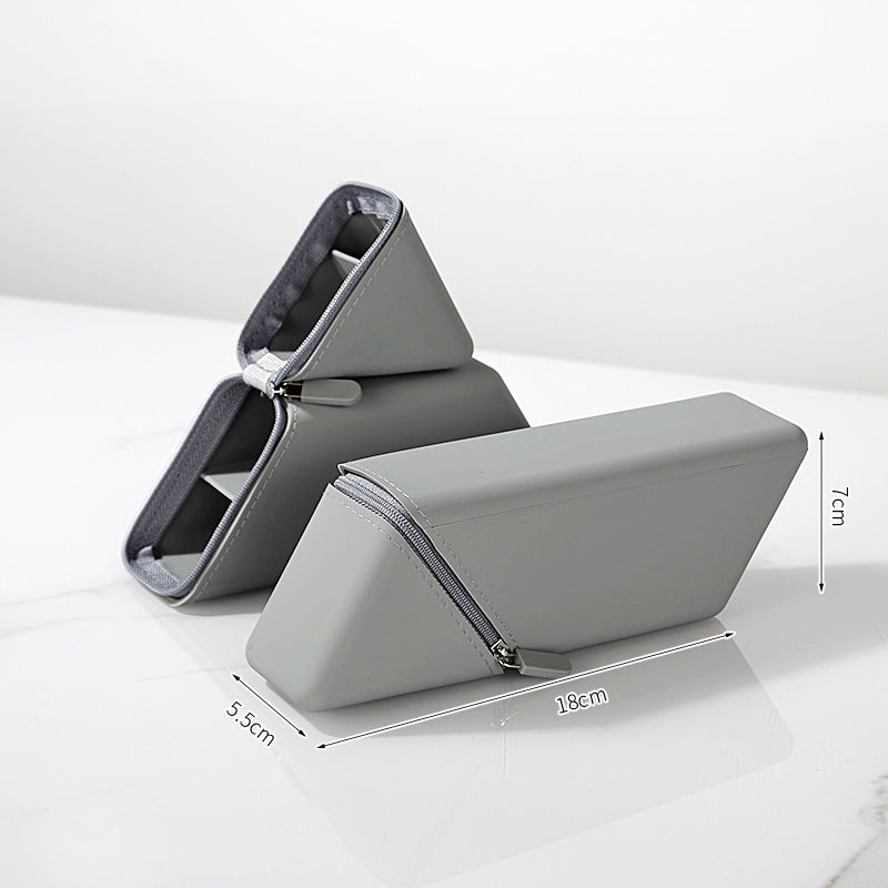 Grey Transforming Silicone Pencil Case - Stand-Up Pen Holder &amp; Stationery Organizer
