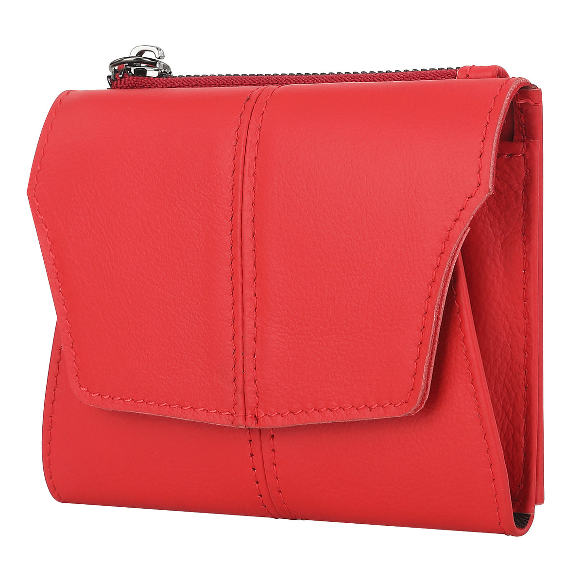 Red Genuine Leather Women's Wallet -C Multifunctional Coin &amp; Card Holder, Fashionable Card Box in Top-Grade Cowhide