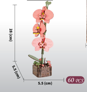 DIY 3D Wooden Butterfly Orchid Puzzle - 60-Piece Kids' Craft Toy