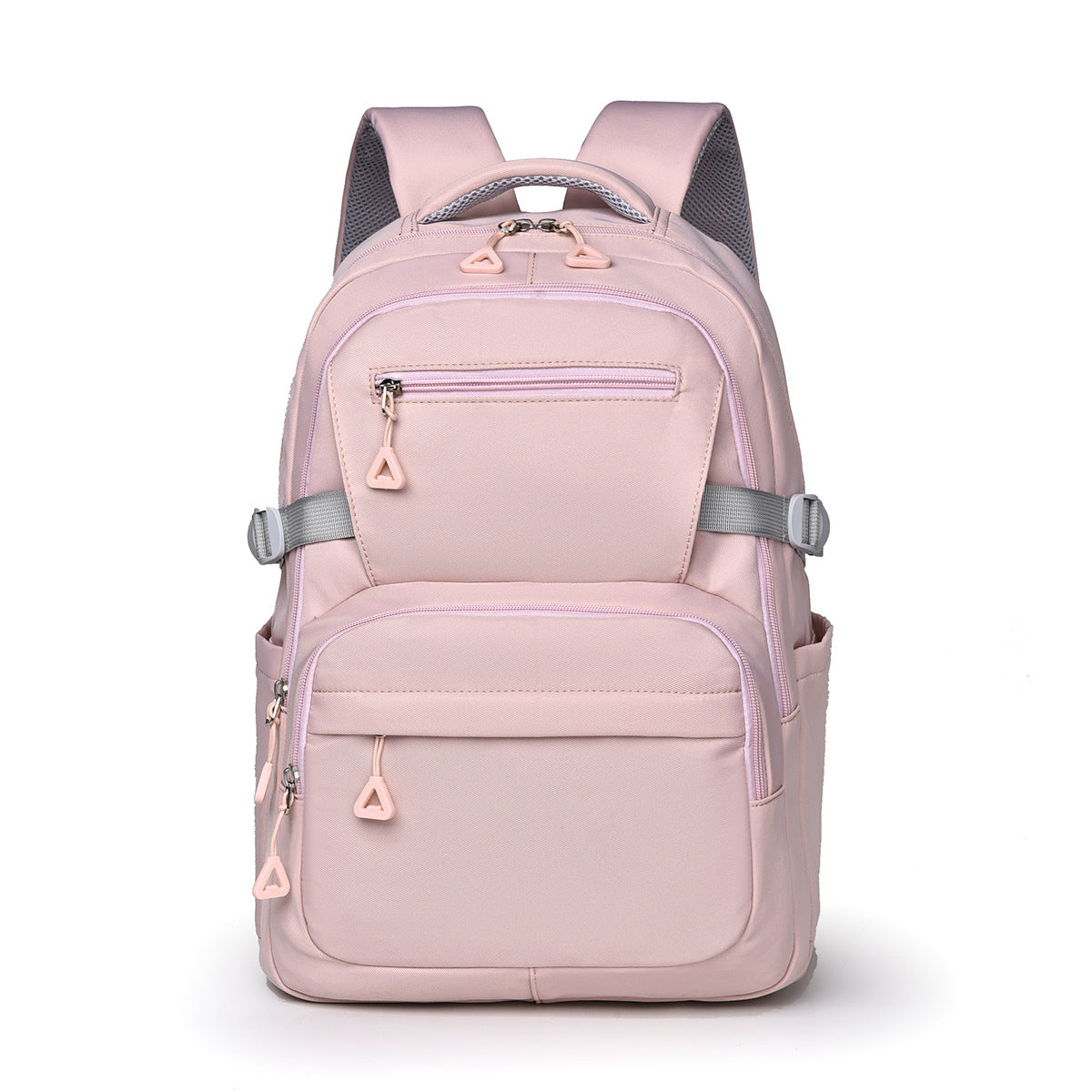 Pink Trendy Korean-Style Large-Capacity Backpack for Women - 14&quot; Laptop Travel Bag