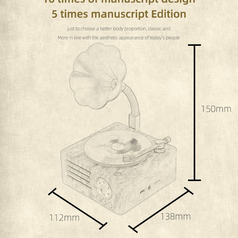Vintage Gramophone Bluetooth Speaker - Retro Wireless Music Player with Classic Design