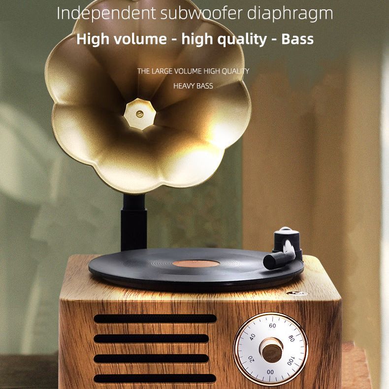 Vintage Gramophone Bluetooth Speaker - Retro Wireless Music Player with Classic Design