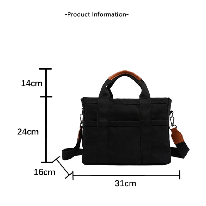 Black Stylish Multi-Functional Mommy Diaper Bag - Durable Canvas Tote