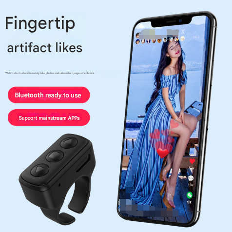 2-Piece Black Bluetooth Video Controller - 3-Button Remote for TikTok and Page Scrolling