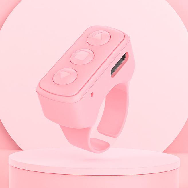 2-Piece Pink Bluetooth Video Controller - 3-Button Remote for TikTok and Page Scrolling