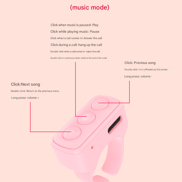 2-Piece White Bluetooth Video Controller - 3-Button Remote for TikTok and Page Scrolling