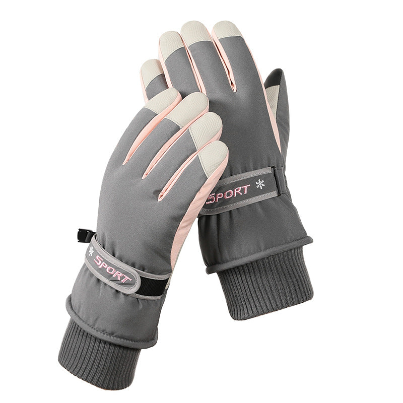 Women's Grey Top-Rated Waterproof Touchscreen Ski Gloves - Fleece-Lined for Men &amp; Women