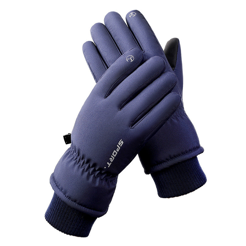 Men's Blue Top-Rated Waterproof Touchscreen Ski Gloves - Fleece-Lined for Men &amp; Women