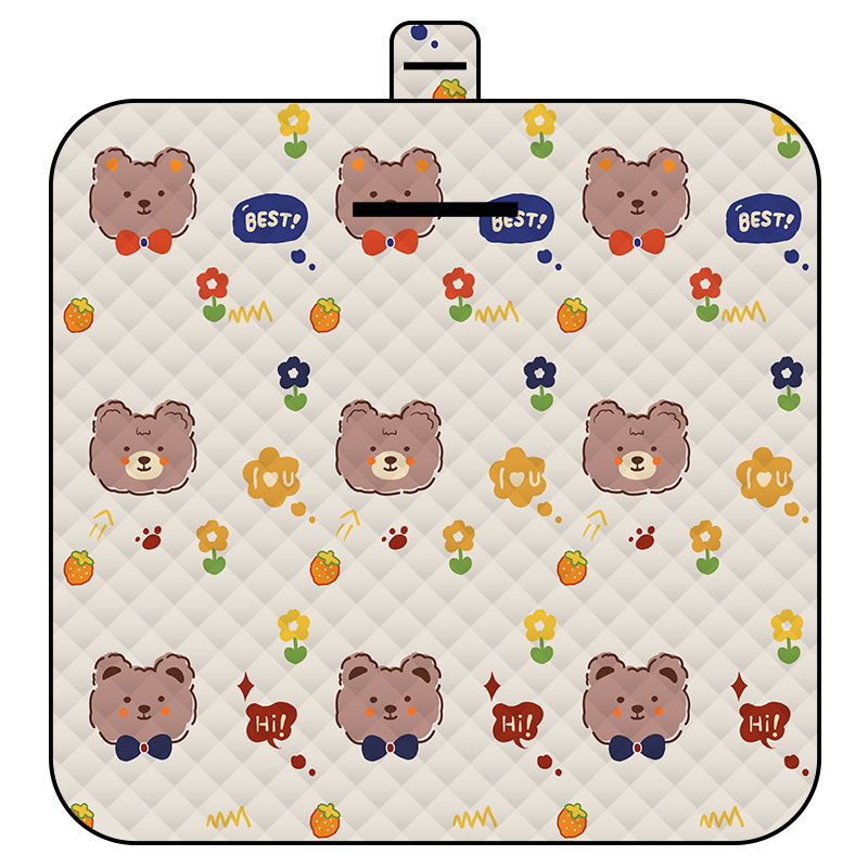 Cute Bow Tie Bear Thick Waterproof Foldable Picnic Mat - 150x200cm for Camping &amp; Beach