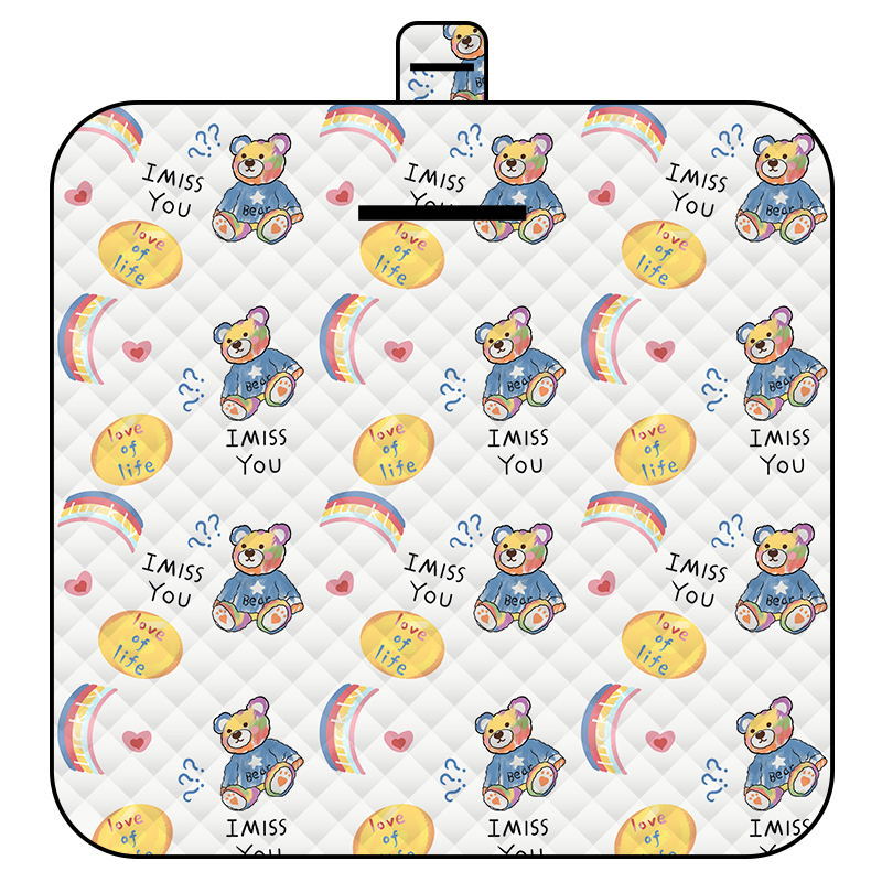 Rainbow Bear Thick Waterproof Foldable Picnic Mat - 150x200cm for Camping &amp; Beach