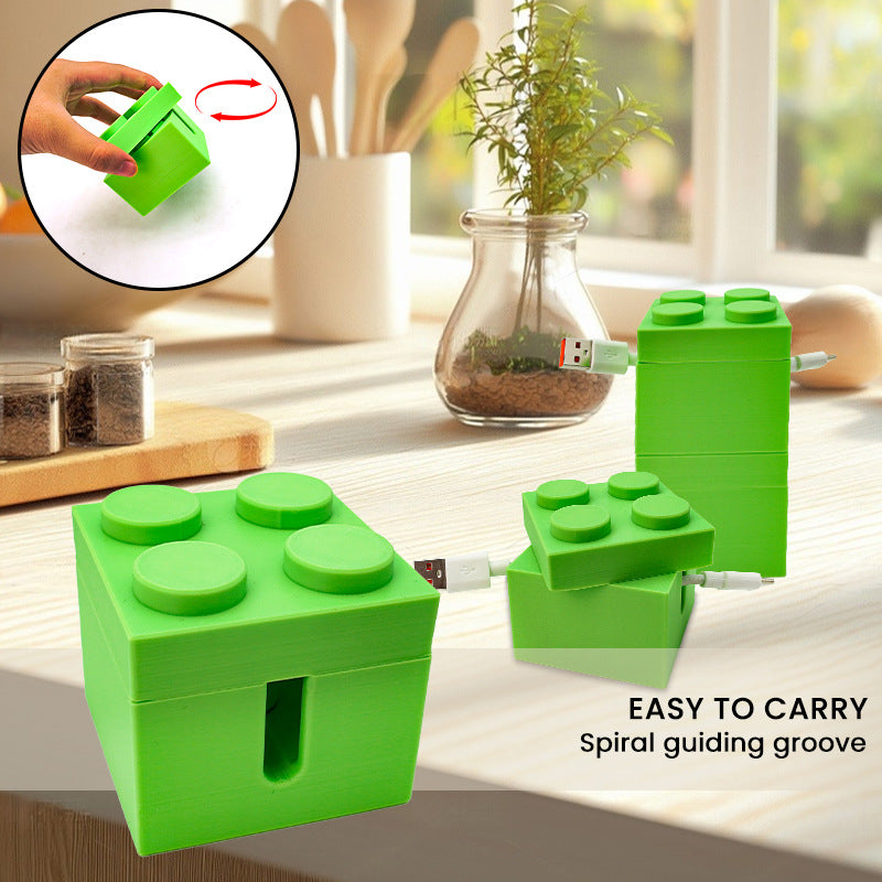 Playful Building Block Desk Cable Holder - Creative Cord Organizer Tidy, 2-Pack