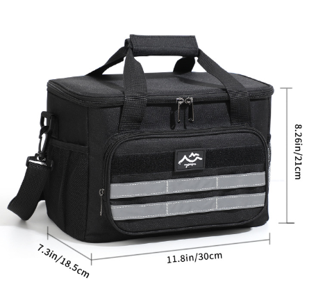 Black Versatile Large-Capacity Picnic Insulated Bag - Detachable Shoulder Strap &amp; Ice Pack