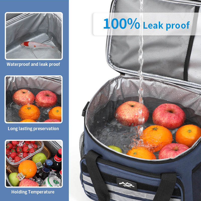 Black Versatile Large-Capacity Picnic Insulated Bag - Detachable Shoulder Strap & Ice Pack