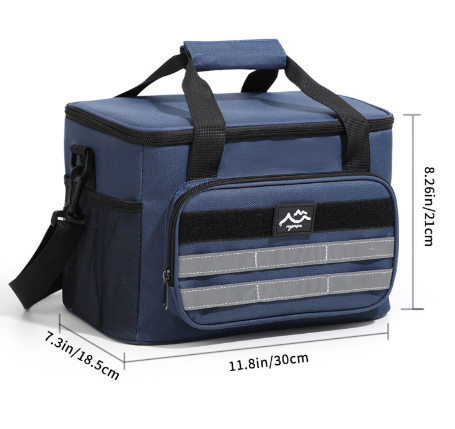 Navy Blue Versatile Large-Capacity Picnic Insulated Bag - Detachable Shoulder Strap &amp; Ice Pack