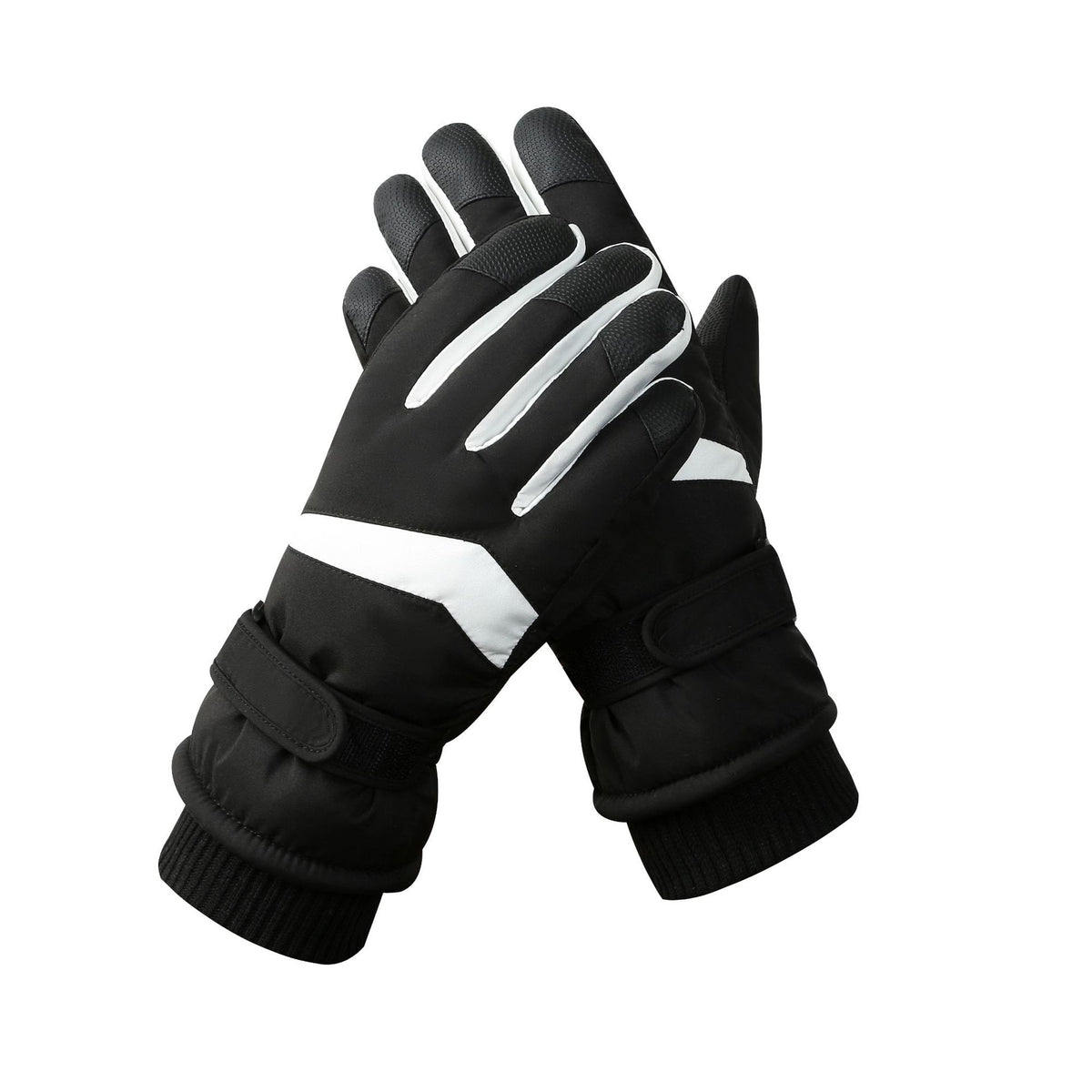 Men's Black-white Color Combination Top-Rated Waterproof Touchscreen Ski Gloves - Fleece-Lined for Men &amp; Women