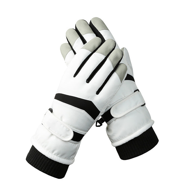 Men's White Color Combination Top-Rated Waterproof Touchscreen Ski Gloves - Fleece-Lined for Men &amp; Women
