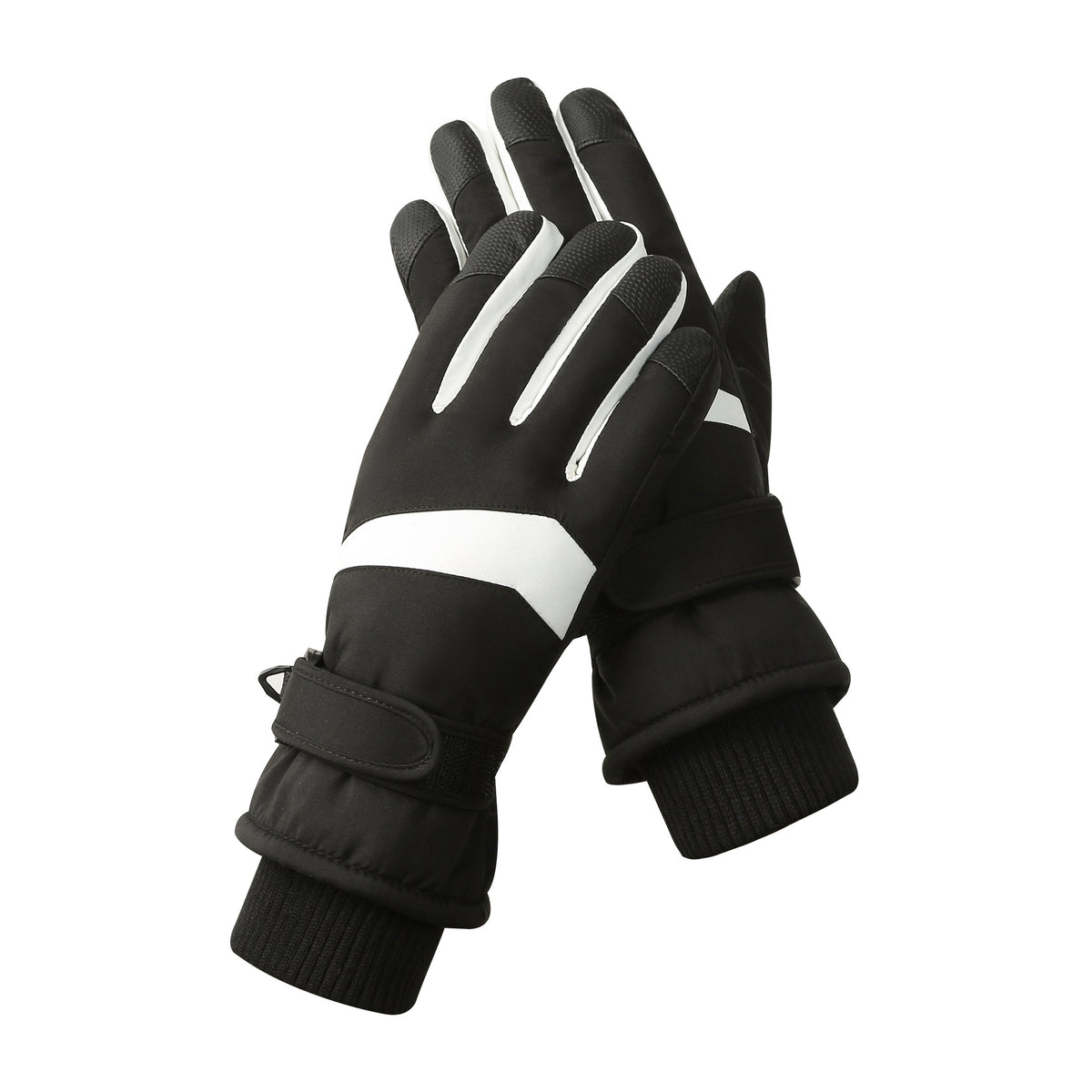 Women's Black-white Color Combination Top-Rated Waterproof Touchscreen Ski Gloves - Fleece-Lined for Men &amp; Women