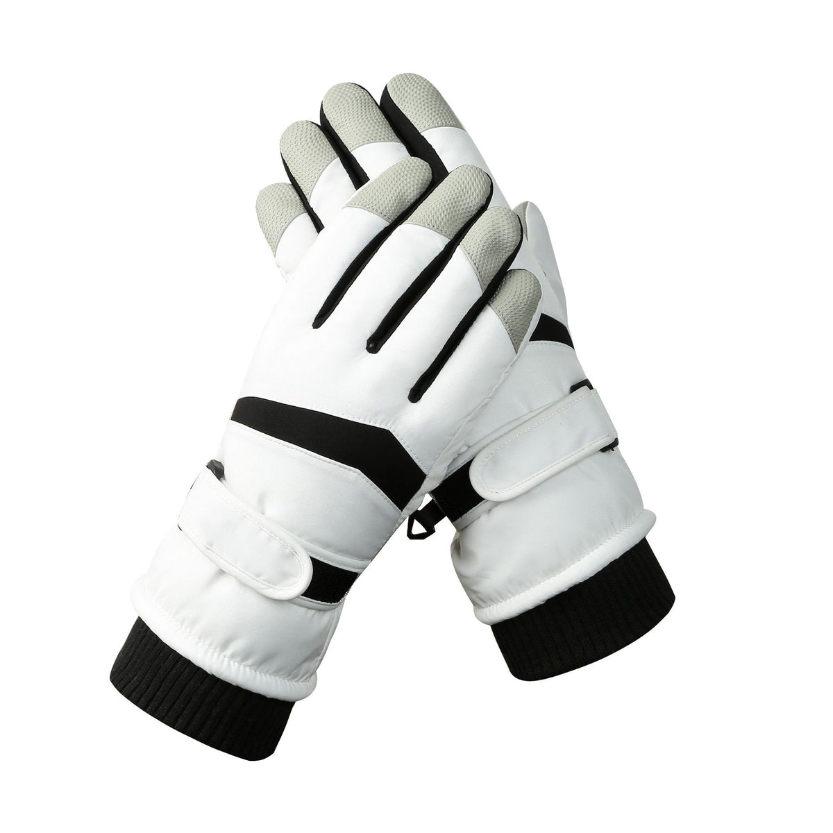 Women's White-black Color Combination Top-Rated Waterproof Touchscreen Ski Gloves - Fleece-Lined for Men &amp; Women