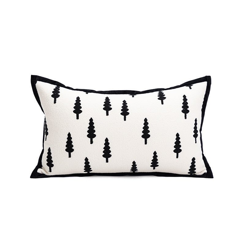 Trees Triangle Elegant Two-Piece INS-Style Jacquard Pillow Covers - Black &amp; White Sofa Decor