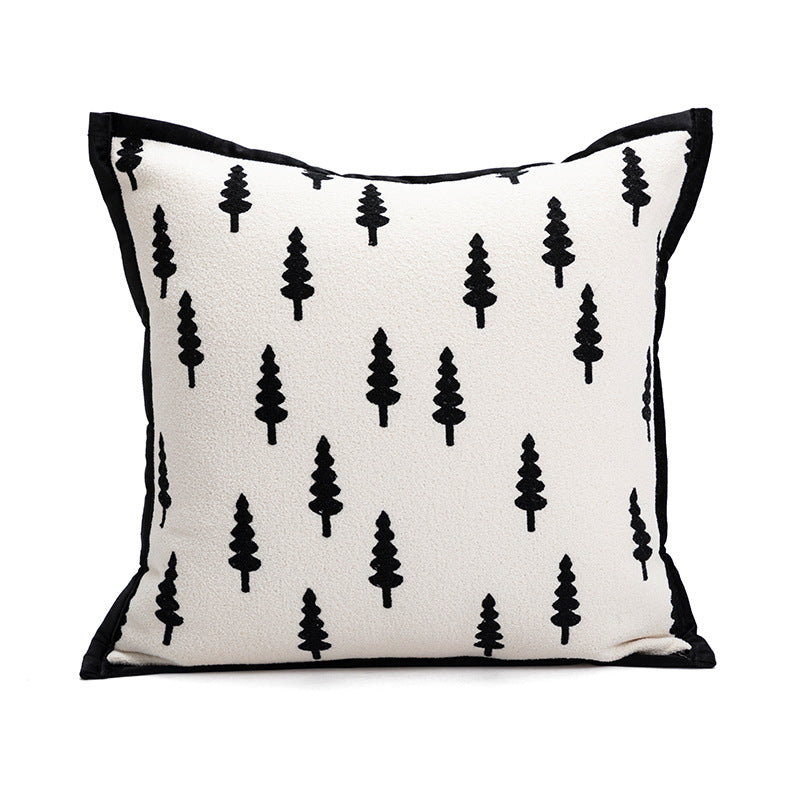45*45cm Trees Triangle Elegant Two-Piece INS-Style Jacquard Pillow Covers - Black & White Sofa Decor