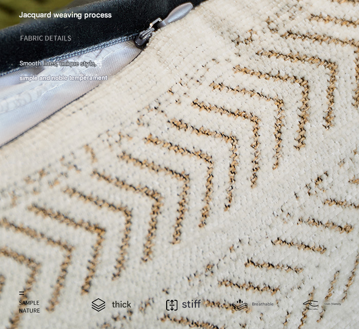 Black-white 45*45cm 2PCS Luxe Thick Chenille Herringbone Pillow Cover - Solid Color Square Lumbar Pillow