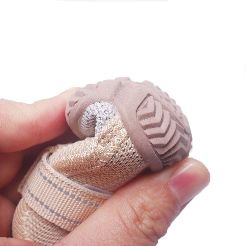 1# Khaki Breathable Woven Dog Shoes for Small to Medium Dogs - Non-Slip, Durable, Anti-Dirty Paw Protectors