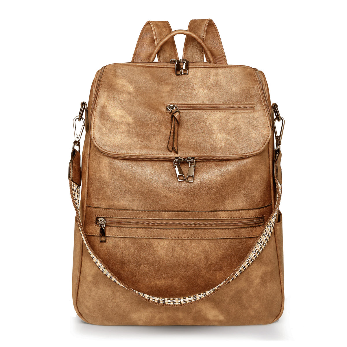 Yellow Stylish Anti-Theft Backpack for Women - Vintage PU Leather Convertible Rucksack &amp; Shoulder Bag