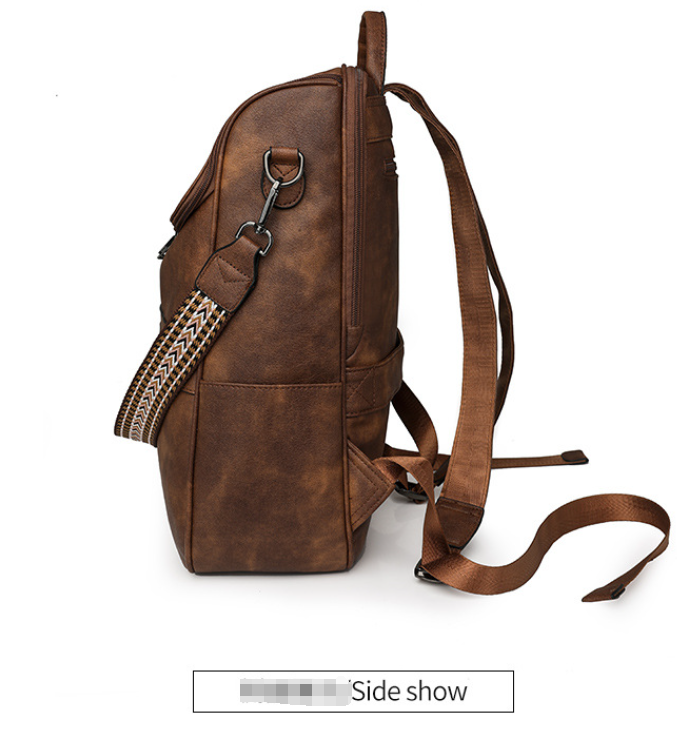 Coffee Stylish Anti-Theft Backpack for Women - Vintage PU Leather Convertible Rucksack & Shoulder Bag