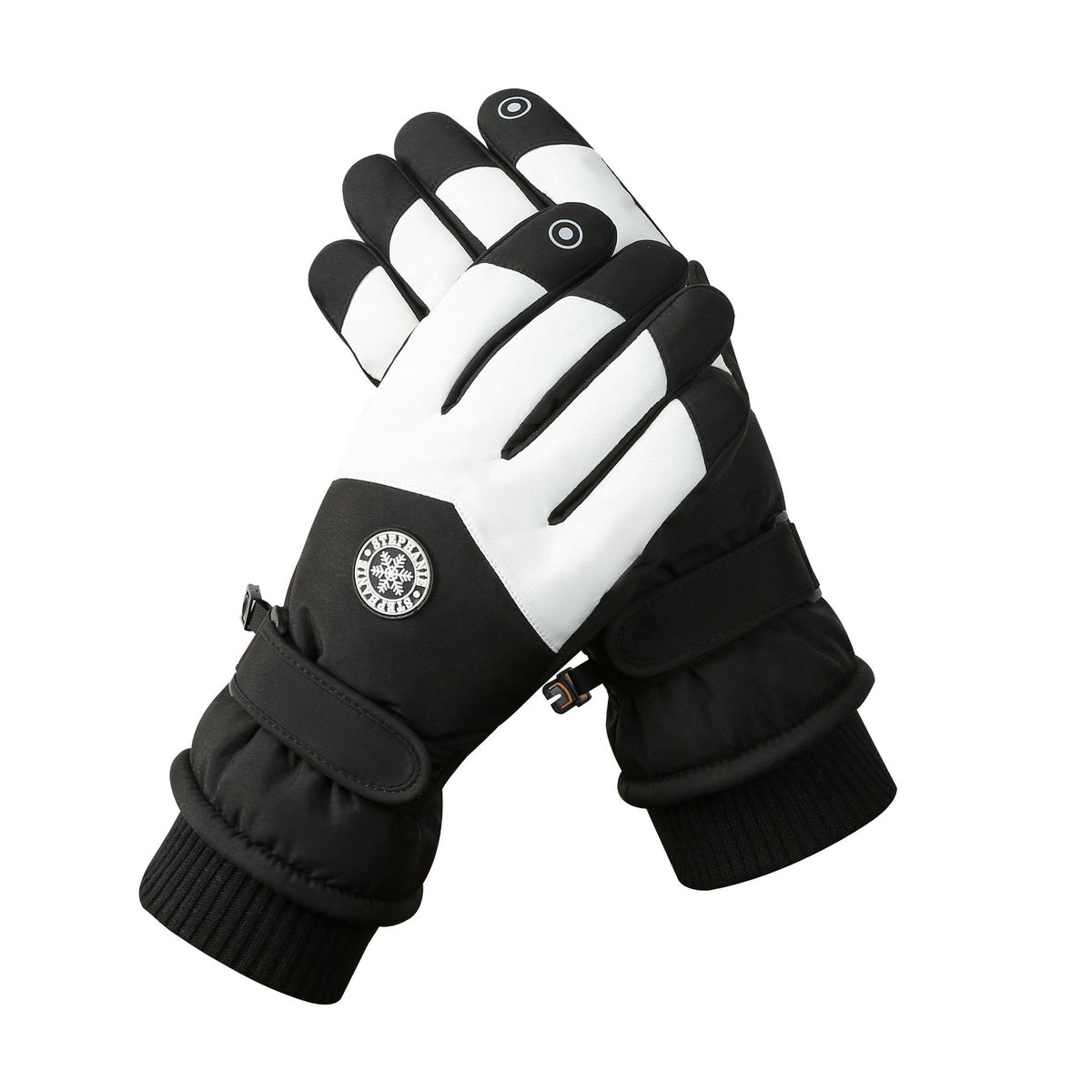 Women's Black-white Color Combination Top-Rated Waterproof Touchscreen Ski Gloves - Fleece-Lined for Men &amp; Women