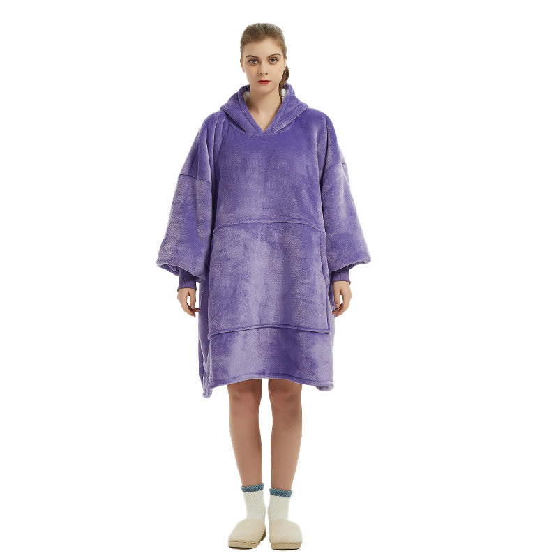 Purple Oversized Wearable Blanket Hoodie - Ultra Soft &amp; Cozy Snuggle Pullover for Adults