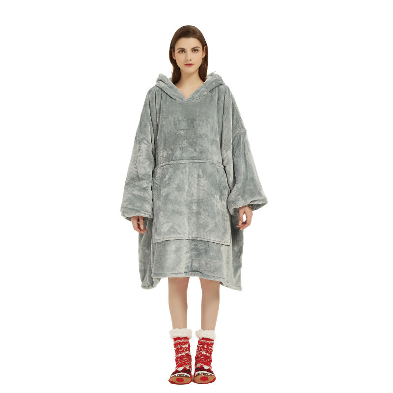 Silver Grey Oversized Wearable Blanket Hoodie - Ultra Soft &amp; Cozy Snuggle Pullover for Adults
