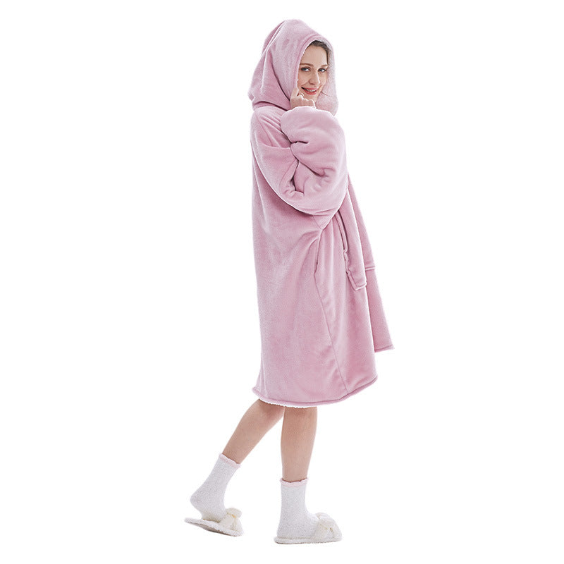 Dark Pink Oversized Wearable Blanket Hoodie - Ultra Soft &amp; Cozy Snuggle Pullover for Adults