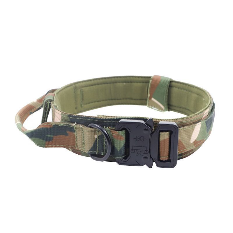 L Camouflage Tactical Dog Collar - Heavy Duty Nylon Pet Collar for Medium &amp; Large Dogs, Adjustable (3.8cm Width)
