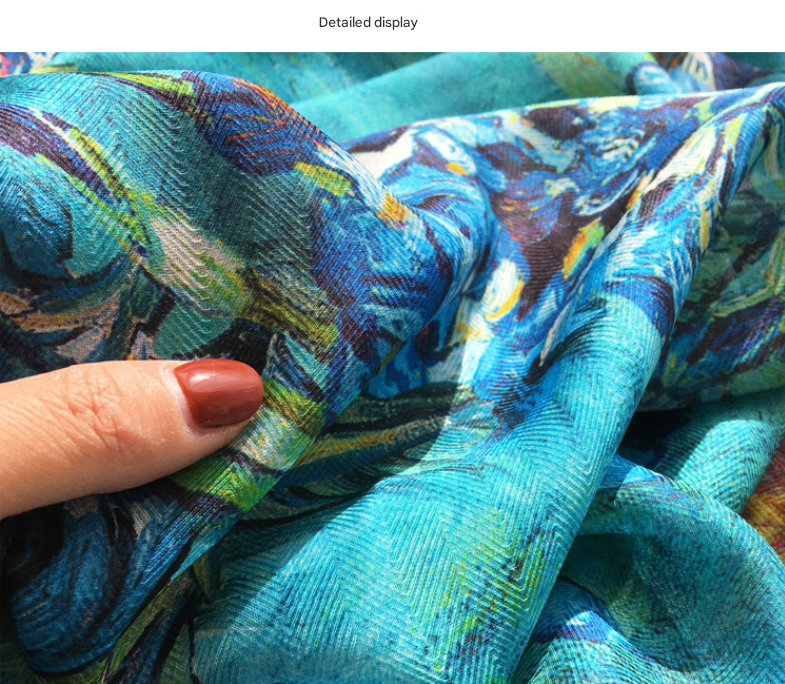 Almonds Elegant Artistry Shawl - Large 130cm Square Scarf with Oil Painting Print & Hand-Rolled Hem